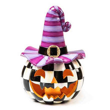 Load image into Gallery viewer, Illuminated Happy Jack Pumpkin - Purple Hat