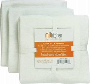 MuKitchen Flour Sack Towel Set - White