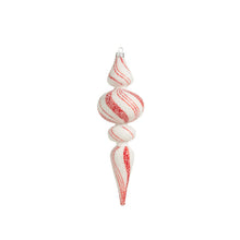 Load image into Gallery viewer, Frosted Red &amp; White Swirl Finial Ornament