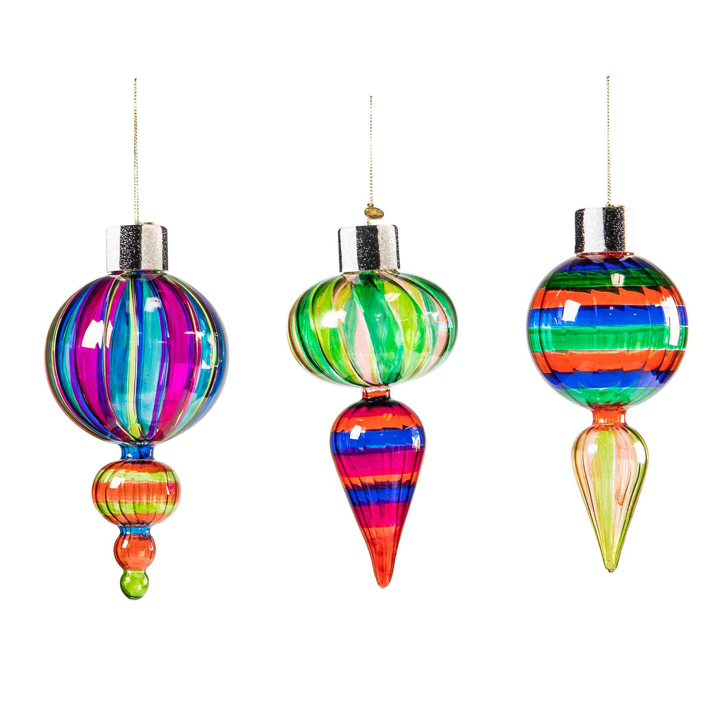 Granny Kitsch Glass Drop Ornaments Set of 3