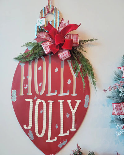Holly Jolly Ornament Metal Door/Wall Hanger