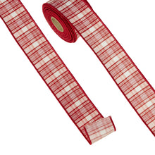 Load image into Gallery viewer, Red &amp; Pink Plaid Wired Ribbon