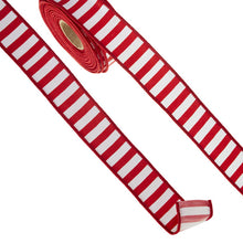 Load image into Gallery viewer, Red and White Striped Wired Ribbon
