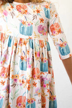Load image into Gallery viewer, Harvest Bloom 3/4 Sleeve Pocket Twirl Dress