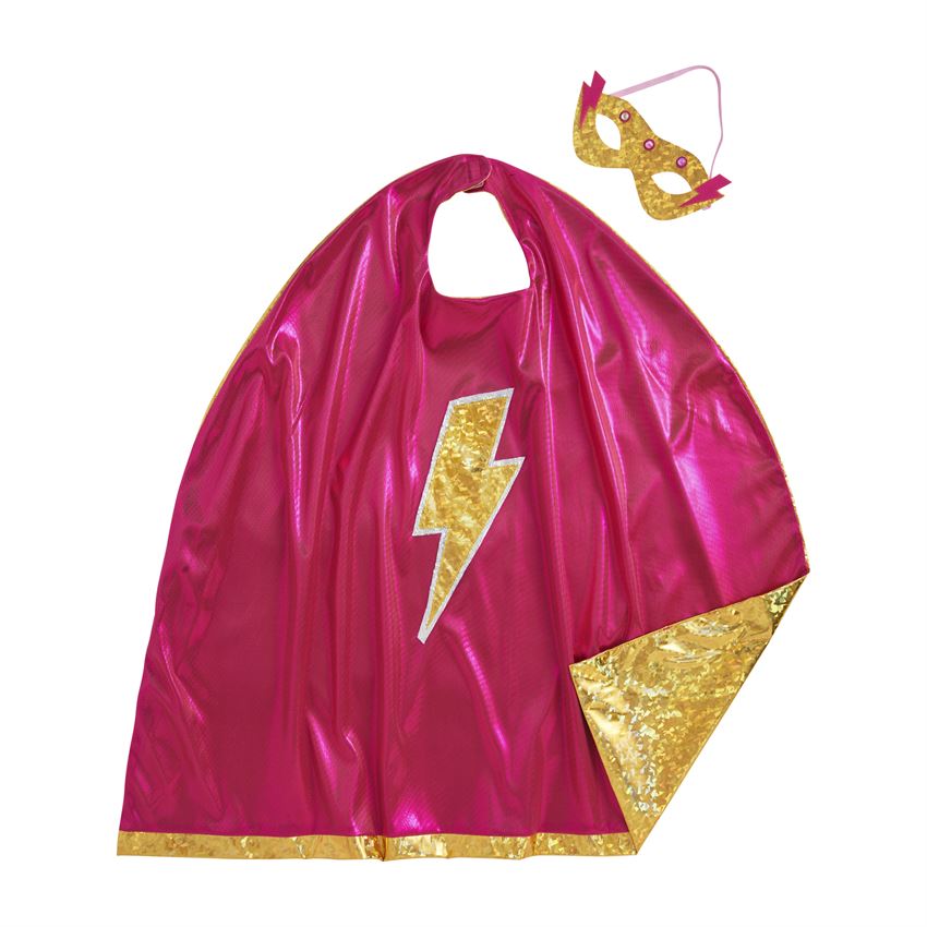 Pink & Gold Superhero Cape & Mask Set