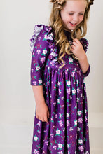 Load image into Gallery viewer, Violets in Bloom Ruffle Twirl Dress