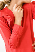 Load image into Gallery viewer, Long Sleeve Red Ruffle Top