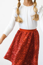 Load image into Gallery viewer, Red Sequin Twirl Skirt