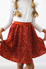 Load image into Gallery viewer, Red Sequin Twirl Skirt