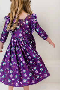 Violets in Bloom Ruffle Twirl Dress