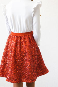 Red Sequin Twirl Skirt